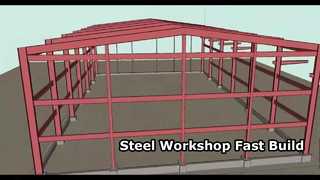 Produktions- und Verarbeitungswerkstatt für Stahlkonstruktionen mit Satteldach